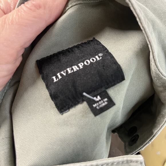 Liverpool Moss Green Harpere Trucker Jacket size Medium Stretch Pockets Casual - Picture 10 of 10